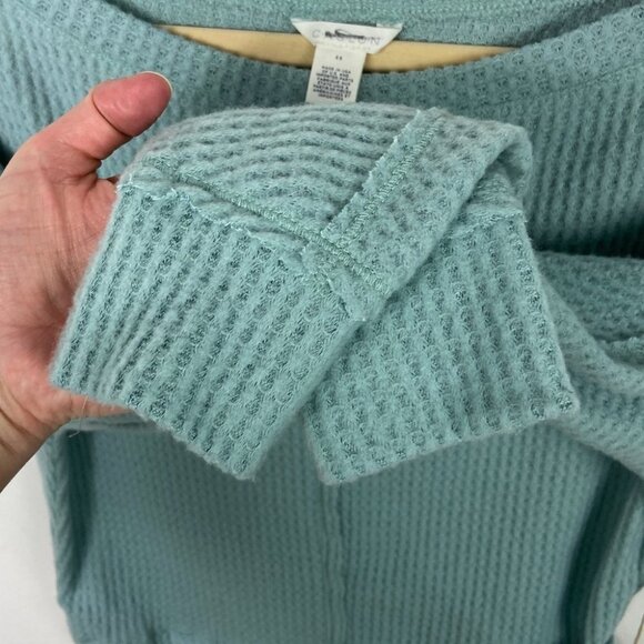 NWT Nordstrom Dolman Sleeve Waffle Knit Thermal Sweater Green Size XS Caslon Top - Picture 8 of 10